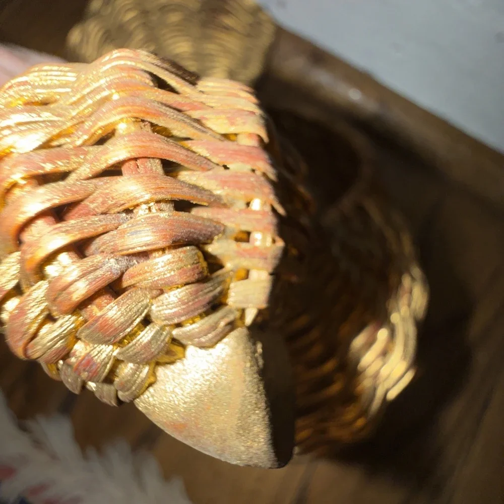 Vintage Woven Wicker Rattan MCM Bird Centerpiece‎ Planter